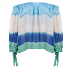 CHIC OFF THE SHOULDER 3/4 SLEEVE OMBRE BLOUSE FOR WOMEN