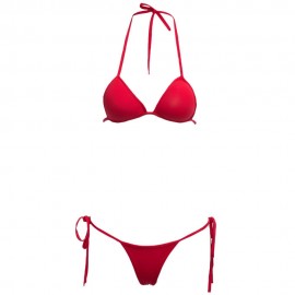 SEXY HALTER BACKLESS LOW WAIST PURE COLOR SWIMWEAR FOR WOMEN