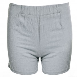 CASUAL ELASTIC WAIST ZIPPER DESIGN SOLID COLOR SIGNATURE COTTON SHORT PANTS FOR WOMEN