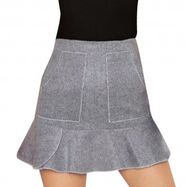TRENDY HIGH WAIST POCKET FLOUNCE DESIGN PURE COLOR BODYCON MINI SKIRT