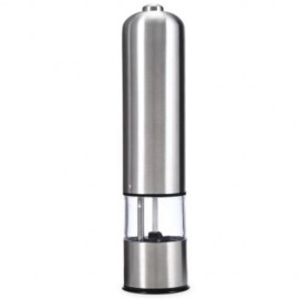 STAINLESS STEEL ELECTRIC PEPPER SALT MILL GRINDER KITCHEN ACCESSORY (SILVER)