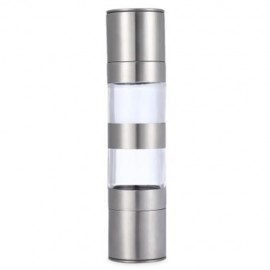 2 IN 1 MANUAL STAINLESS STEEL PEPPER SALT MILL GRINDER KITCHEN ACCESSORY (SILVER)