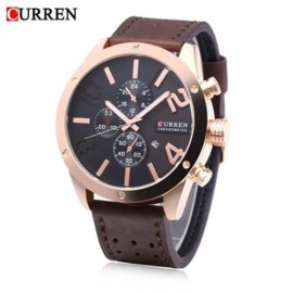 CURREN 8243 MALE QUARTZ WATCH DATE DISPLAY 3ATM DECORATIVE SUB-DIAL LEATHER BAND WRISTWATC