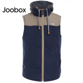 JOOBOX STYLISH COLOR BLOCK DESIGN ZIPPER DETACHABLE HAT MALE SLEEVELESS VEST