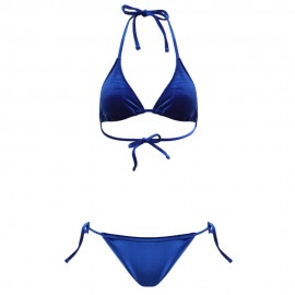 HALTER TIE STRING TRIANGLE VELVET SWIMSUIT WOMEN BIKINI