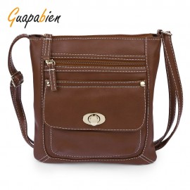 GUAPABIEN SOLID COLOR TURN LOCK ZIPPER VERTICAL DUAL PURPOSES SHOULDER MESSENGER BAG FOR W