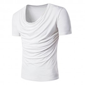 SCOOP NECK STRECHY RUCHED T-SHIRT
