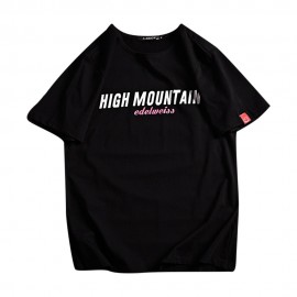 HIGH MOUNTAIN LETTER PRINT ROUND NECK MALE T SHIRT