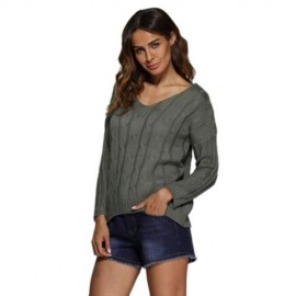 BRIEF STYLE V-NECK KNITTED LOOSE-FITTING PULLOVER FOR WOMEN (GRAY)