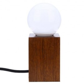 E27 MODERN MINIMALIST SOLID OAK LAMP SQUARE WOOD DESK LAMP WITH LED BULB (COFFEE)