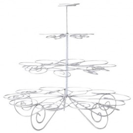 STAINLESS STEEL 4 TIERS 23 CUPS CUPCAKE STAND FOR DESSERT DISPLAY (SILVER)