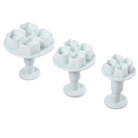 3PCS PLASTIC DIY HYDRANGEA FLOWER FONDANT CAKE MOULD PLUNGER CUTTER TOOL (WHITE)