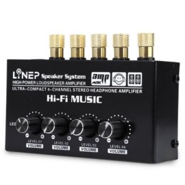 LINEP A908 ULTRA COMPACT 4 CHANNELS STEREO HEADPHONE SOUND AMPLIFIER (BLACK)