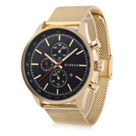 CURREN 8227 BUSINESS MEN QUARTZ WATCH WITH DECORATIVE SUB-DIAL (BLACK AND GOLDEN)