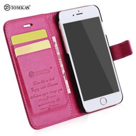 TOMKAS CRAZY HORSE SERIES WALLET COVER FOR IPHONE 7 PLUS (ROSE MADDER)