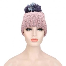 CASUAL VENONAT DECORATION WARM UNISEX KNITTED SOFT HAT (PINK)
