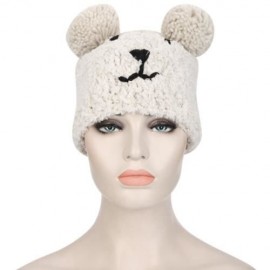 CUTE BEAR DESIGN VENONAT GIRLS WARM KNITTED HAT (BEIGE)