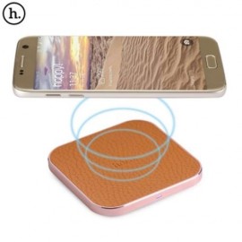 HOCO CW2 PU LEATHER ALUMINUM ALLOY FRAME QI WIRELESS CHARGER FOR QI-ENABLED DEVICES (ROSE 