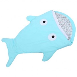 WARM WINTER SWEET CARTOON SHARK BABIES SLEEP BAG THICK INFANT BLANKET (LIGHT BLUE)