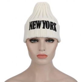 STYLISH LETTER PRINT SOLID COLOR LADIES KNITTED HAT (WHITE)