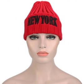 STYLISH LETTER PRINT SOLID COLOR LADIES KNITTED HAT (RED)