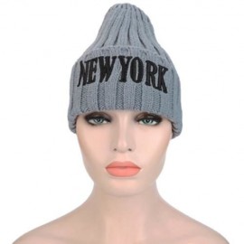 STYLISH LETTER PRINT SOLID COLOR LADIES KNITTED HAT (LIGHT GRAY)