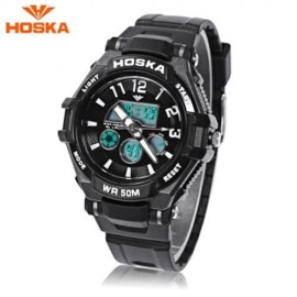HOSKA HD028S CHILDREN DUAL MOVT WATCH CALENDAR 5ATM 24 HOUR DISPLAY LED DIGITAL WRISTWATCH