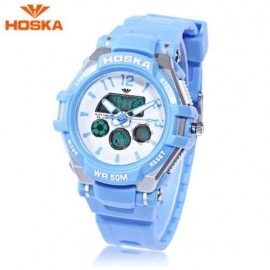 HOSKA HD028S CHILDREN DUAL MOVT WATCH CALENDAR 5ATM 24 HOUR DISPLAY LED DIGITAL WRISTWATCH