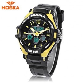 HOSKA HD028S CHILDREN DUAL MOVT WATCH CALENDAR 5ATM 24 HOUR DISPLAY LED DIGITAL WRISTWATCH