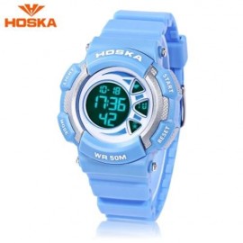 HOSKA H020S CHILDREN LED DIGITAL WATCH 5ATM DAY DATE DISPLAY WRISTWATCH (BLUE)