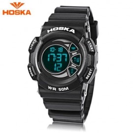 HOSKA H020B CHILDREN LED DIGITAL WATCH 5ATM DAY DATE DISPLAY WRISTWATCH (BLACK)