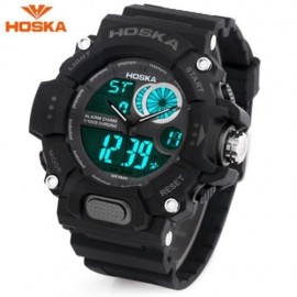 HOSKA HD031B CHILDREN DUAL MOVT WATCH DATE DAY DISPLAY ALARM CHRONOGRAPH WRISTWATCH (BLACK
