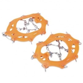 PAIRED STAINLESS STEEL 12 TEETH BUNDLED CRAMPONS FOR MOUNTAINEERING HIKING CLIMBING (ORANG