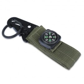 MILITARY OLECRANON SHAPE KEY WEBBING HOOK BUCKLE HANGING BELT CARABINER WITH COMPASS (ARMY