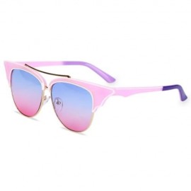 STYLISH CAT EAR LADIES COLOR COATED SUNGLASSES (PINK FRAME / BLUE AND PINK LENS)