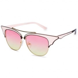 STYLISH CAT EAR LADIES COLOR COATED SUNGLASSES (IVORY FRAME / PINK AND YELLOW LENS)