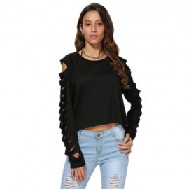 TRENDY ROUND COLLAR CUT OUT PURE COLOR T-SHIRT FOR WOMEN (BLACK)