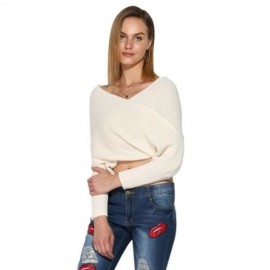 BRIEF V-NECK WRAP PURE COLOR CROP TOP FOR WOMEN (BEIGE)