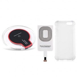 CRYSTAL CLEAR QI WIRELESS CHARGER   CHARGING RECEIVER   TRANSPARENT BACK COVER FOR IPHONE 