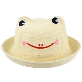CUTE FROG CANDY COLOR BREATHABLE STRAW HAT FOR CHILDREN (BEIGE)