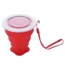 SILICONE PORTABLE COLLAPSIBLE FOLDING CUP FOR OUTDOOR CAMPING HIKING MOUNTAINEERING (RED)