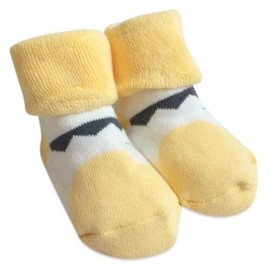 COMFORTABLE THICKENING NEWBORN BABY INFANT PRINT TOWEL SOCKS (YELLOW)