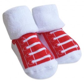 COMFORTABLE THICKENING NEWBORN BABY INFANT PRINT TOWEL SOCKS (RED)