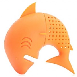 CUTE NOVELTY SILICONE SHARK SHAPE MESH TEA INFUSER REUSABLE STRAINER FILTER (ORANGE RED)