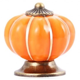 COUNTRY STYLE CERAMIC PUMPKIN SHAPE DRAWER CABINET WARDROBE HANDLE KNOB WITH SCREW (ORANGE