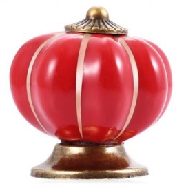 COUNTRY STYLE CERAMIC PUMPKIN SHAPE DRAWER CABINET WARDROBE HANDLE KNOB WITH SCREW (RED)