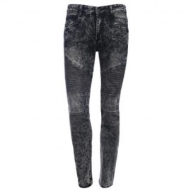 CASUAL DRAPE DECORATION MALE SLIM FIT PENCIL JEANS (GRAY)