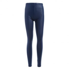 BRIEF MID WAIST FAUX LEATHER PANTS FOR WOMEN (DEEP BLUE)