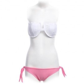 SEPARATED SWIMWEAR SWIMSUIT SEXY WOMEN SHELL SHAPE BIKINI SET BATHING SUIT (PINK AND WHITE