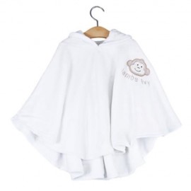 COMFORTABLE CARTOON ANIMAL PRINT HOODED PULL-OVER FARLEY VELVET BABY GIRL CLOAK (WHITE)